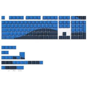 QPSJXN Double Shot PBT Keycaps 130 Knoppen Set Profielen Paars Topografische Pagina Print Shine via MX Switch Keyboards (Blue Black)