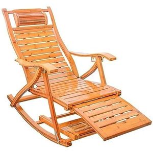 Ligstoel Tuinligstoel Bamboe Lounge Chair Fauteuil Schommelstoel Opvouwbare Ligstoelen Verstelbare Uitrusting Voor Tuin Patio Vrije Tijd Buitenligstoel Tuinstoe