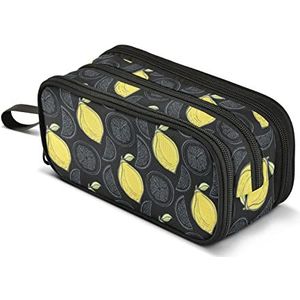 CHIFIGNO Leuke Gele Citroenen Hoge Capaciteit Potlood Pen Case voor Meisjes Jongens Kinderen, Schoolbenodigdheden Accessoire Rits Pouch Kantoor Organizer Reizen Make-up Tas voor Vrouwen Volwassenen