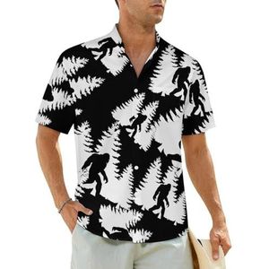 Bigfoot Bomen Forests herenshirt met korte mouwen, strandshirt, Hawaiiaans shirt, casual zomershirt, 3XL