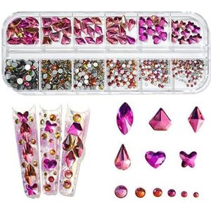 Water diamanten, nagels, nagels, juwelen Hotfix strass steentjes AB flatback kristal veelkleurig meerdere maten 12 raster doos nail art(13)