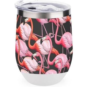 Kleurrijke Flamingo Herbruikbare Koffiekopjes Roestvrij Staal Geïsoleerde Reismok Dubbelwandige Wijn Tumbler Wit-stijl