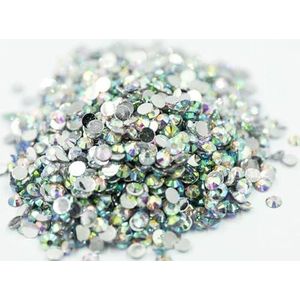 Groot pakket 2-6mm Hars Flatback Crystal стразы AB Zilveren onderkant Hars Niet-hotfix Strass Nail Art Strass Kledingstuk-Kristal AB-4.0mm SS16-10000st