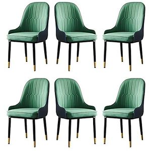 GEIRONV Lounge stoel set van 6, moderne eenvoudige woonkamer slaapkamer keuken hotel receptie stoel PU Lederen eetkamerstoelen Eetstoelen (Color : Green)