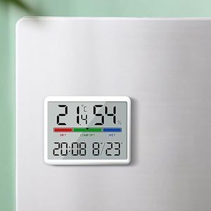 Digitale wandklok, grote elektronische lcd-klok kan worden opgehangen multifunctionele temperatuurtimer voor keuken, kantoor, thuis, badkamer (wit)