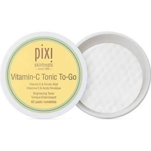Pixi Vitamine-C Tonic To-Go, verhelderende en tonische pads, bevatten vitamine C en probiotica, verbeteren de helderheid van de huid, egaliserende tonerpads voor dagelijks gebruik zonder