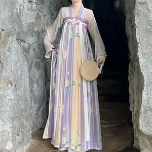 AJOHBM Tang Dynastie Jurk Set Vrouwelijke Retro Bloemenprint Prinses Podium Kostuum Traditionele Vrouwen Elegante Lange Gewaad