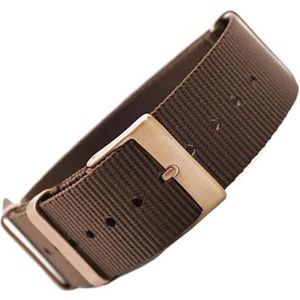 dayeer Nylon NAVO Premium veiligheidsgordel horlogeband voor 007 militaire armband horloge polshorloge band (Color : Brown(RoseGold Buck), Size : 20mm)