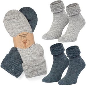 Mountrex®® Alpaca-sokken, wollen sokken voor dames en heren, wintersokken, warme huissokken, thermosokken, dik, 2 paar, 39-42 EU