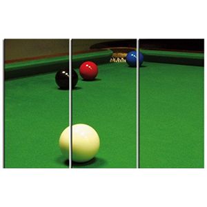 1art1 Billard Poster Kunstdruk Op Canvas Snooker, Free Ball-Situation, 3 Parts Muurschildering Print XXL Op Brancard | Afbeelding Affiche 180x120 cm