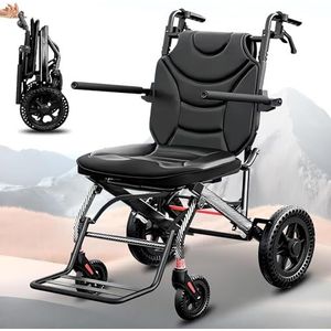 Rolstoel Opvouwbare lichtgewicht opvouwbare transportrolstoel, smalle rollator voor thuis, zitbreedte 43cm, voetsteunen en armleuningen opvouwbaar,reisrolstoel,rolstoelen draagvermogen 150 kg
