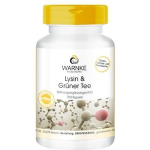 L-lysine & groene thee-extract - polyfenolen - EGCG - cafeïne - 100 capsules - veganistisch & hooggedoseerd | Warnke Vitalstoffe - Duitse apotheekkwaliteit