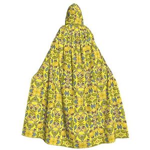 Bxzpzplj Gele mantel met capuchon van citroen en bijen voor mannen en vrouwen, carnavalskostuum, perfect voor cosplay, 185 cm