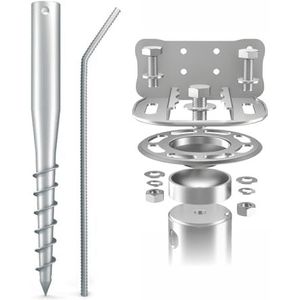 Maxerio NIEUW 60 cm 3-delige baseset TILT schroeffunderingen incl. console (thermisch verzinkt); Ø 60 x 2; M12