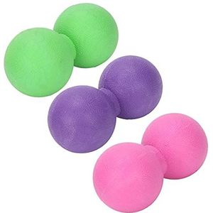 ZJchao 3 x Peanut massagebal trigger point massage bal, fasciaballen pinda's, massagebal, siliconen, yoga, training, fascia, spierontspanning, fitnessapparatuur (lila + rozenrood + groen)