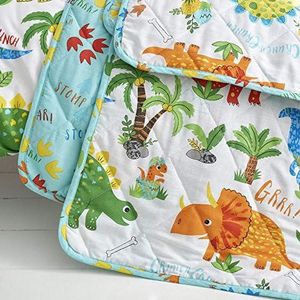 Happy Linen Company Meisjes Jongens Kids Leuke Dinky Dinosaurs Omkeerbare Gewatteerde Throwover