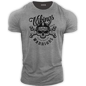 bebak Heren Gym T-shirt | Viking Warrior | Gym Kleding voor Mannen | Arnold Bodybuilding T-shirt | Ideaal voor MMA Strongman Crossfit, Heather Steel Grijs, XXL