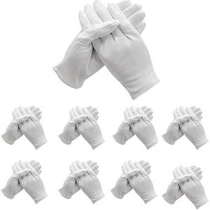 48 stuks witte katoenen handschoenen - hydraterende handschoenen voor droge handen, eczeemverzorging, cosmetisch gebruik, rekbare voering, serveren en sieraden inspectie