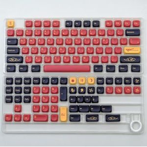 QPSJXN KBDIY GMK Blue Samurai keycaps, Koreaans PBT Custom KOA-profiel, compatibel met mechanische toetsenborden voor Netter 130, set voor MX schakelaars DIY (GMK Red Samurai-KR)