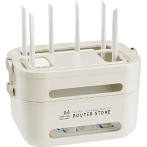 WiFi-router opbergdoos met stekkerdoos, organizer en kabelbeheer, milieuvriendelijke bamboe wandplank voor woonkamer, kantoor (brandvertragend), #A, drie lagen