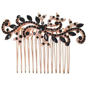 Faship Prachtige Zwarte Strass Kristal Bloemen Haar Kam