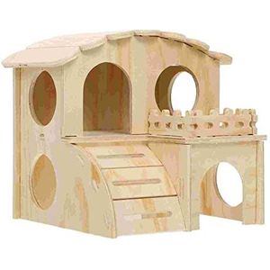 Hamsterkooi schuilplaats huis houten hamsternest eenvoudige hamster slapend nest vogelkijken tuin vogelkooi (kleur: diverse kleuren, maat: 17x15x15cm)