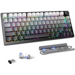MAMBASNAKE Attack Shark X820 Ultra Mechanisch Gaming Toetsenbord Draadloos 2.4G/BT/Usb-C, QWERTY TKL 75% Gasket Hot Swap met TFT Display & Knop, LIGHTSYNC RGB Chroma, Coiled Cable - Shark Switch/Zwart