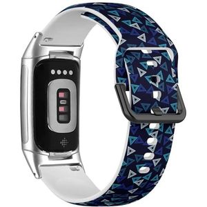 RYANUKA Zachte sportband compatibel met Fitbit Charge 5 / Fitbit Charge 6 (Boho Triangles) siliconen armband accessoire, Siliconen, Geen edelsteen