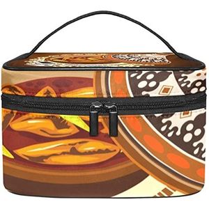 Sambal Chicken Tajine Geserveerd met Olijven Pot Make-up Organizer Bag, Reizen Make-up Tas Organizer Case Draagbare Cosmetische Tas voor Vrouwen en Meisjes Toiletartikelen, Meerkleurig, 22.5x15x13.8cm/8.9x5.9x5.4in