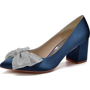 SYDZSW Zijden Bruiloft Schoenen Ivoor Bruids Schoenen Bruiloft Uitnodiging Schoenen, Donkerblauw, 43 EU