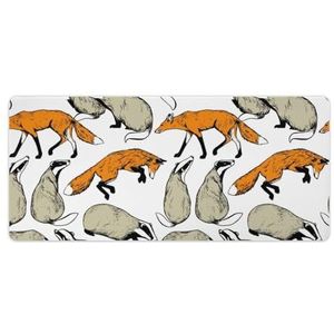 Leuke dassen en vossen patroon mode bureau muismat antislip gaming muismat accessoires decor 40x90cm