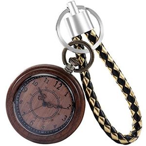 Mode quartz zakhorloge vintage sleutelhanger met lederen touw Arabische cijfers display hanger horloge verjaardagscadeautjes (Color : B)