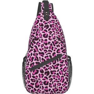 501 Crossbody Borsttas Luipaard Print Roze Borst Schouder Rugzak Opvouwbare Mannen Crossbody Dagrugzakken Draagbare Meisje Sling Borsttas, Voor Hond Uitlaten, Reizen, Crossbody borst tas 294, Eén maat