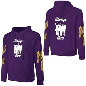 LSMCCOTP Sta-tus Logo Qu-o Katoenen Hoodie Pullover Heren Lange Mouw Sweatshirt Met Zak Voor Mannen Zachte Zwarte Hoody Basic Casual Fans Merch 3XL, Diep Paars-stijl, XL