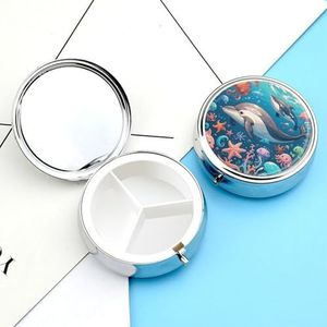 Walvis Dolfijn Octopus Pillendoos Pil Container Houder 3 Compartiment Metalen Pil Organizer Travel Medicine Organizer Draagbare Pillendoos voor Pocket om Pillen Vitamine vast te houden