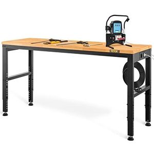 VEVOR In Hoogte Verstelbare Werkbank 122 x 61 x 72 - 97 cm Spannende Tafel, 900 kg Gewichtscapaciteit Werktafel, Bruine Opvouwbare Koudgewalst Stalen Gereedschapbank, Multifunctionele Werkbank voor Werkplaats