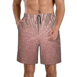 JIAWUJYNB Strandshorts voor heren, roségoud-, rode print, zomershorts met sneldrogende technologie, lichtgewicht en casual, Wit, M