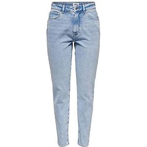 ONLY ONLEmily jeans voor dames, hoge taille, rechte pasvorm, blauw (Light Blue Denim Light Blue Denim)., 33W x 32L