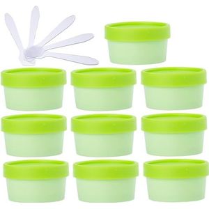 OIFAODAO， 10 stuks 50ml roze masker mengkom lege 50g plastic voorraadpotten met binnenvoering for opslag lichaam hand gezichtscrème lotion gel 5x spatel ，Cosmetische potjes(Groen,50ml)