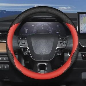 Stuurhoes Auto Stuurwielhoes Leer Voor Toyota Voor Avalon Voor Highlander Voor Camry Voor Corolla Voor Cross RAV4 Stuurhoes van leer(Zwart rood)
