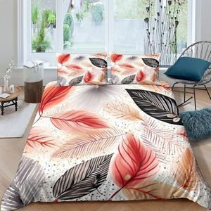 BUKISA Leaf Bedding planten dekbedovertrek 3D beddengoed dekbedovertrek voor tieners, jongens en meisjes, microvezel 3-delig dekbedovertrek versierd met verborgen ritssluiting, tweepersoons (200 x 200