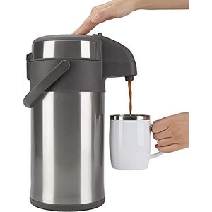Olerd 4,0 liter pompkannen, thermoskannen, koffiedispenser, roestvrij staal, dubbelwandige vacuüm-isoleerkan met pompmechanisme, koffiekaraf, kan voor 24 kopjes (zilver)