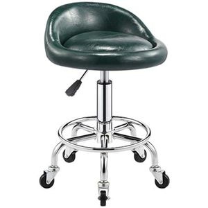 FXLUHAY Heavy Duty in hoogte verstelbare rollende draaibare salonkruk stoel hydraulisch met rugleuning wielen voor tatoeage massage gezichtsspa manicure tandarts kliniek (groen)