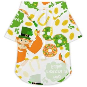 St. Patricks Day with Donuts Kabouter Hoefijzer Grappig Hondenshirt Button Down Hawaii Shirt Grappige Doek Huisdier Ademend T-shirts Cadeau voor Kleine Honden En Katten