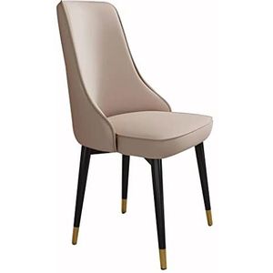 Eetkamerstoelen, Keuken Lederen Keuken Eetkamerstoelen Slaapkamer Balkon Fauteuil Koolstofstaal Kaptafel Make-up Stoel(Khaki,Golden Feet)