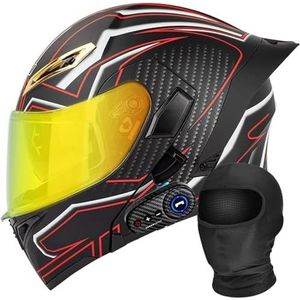 Motorfiets geïntegreerde Bluetooth helm DOT/ECE goedgekeurde motorfiets integraal opklapbare helm Motorhelm met anti-condens dubbele lens met microfoon E,M(57-58cm)