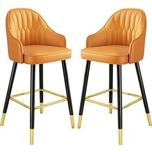 AADDFDD Barkrukken Bar Stoelen Metalen Barkrukken Barhoogte Barkrukken met Rug 65/75 cm Hoge Krukken voor Keuken Eiland Moderne Bar Stoelen met Faux Lederen Gestoffeerde Hoge Barkrukken, Zitting van 2