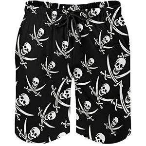 Piratenvlag hoodies schedel sweatshirts Skullandswords heren zwembroek bedrukte boardshorts strandshorts badmode badpakken met zakken 2XL