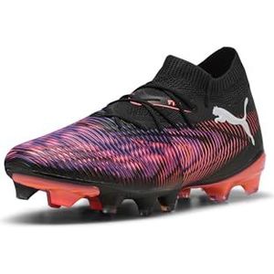 PUMA Dames Future 8 Match Firm, Kunstmatige Grond Voetbal Schoenplaten Sneaker, Puma Zwart PUMA Wit Gloeiend Rood, 37 EU