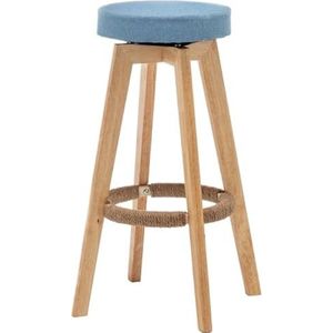 Barkrukken Bistrokruk Barstoelen Set Van 2 Barkruk Gestoffeerde Ronde Zitting Barkruk 360° Draaibare Hoge Krukken Barstoel Met Houten Been Voetsteun Barkruk Keukenstoelen(G)